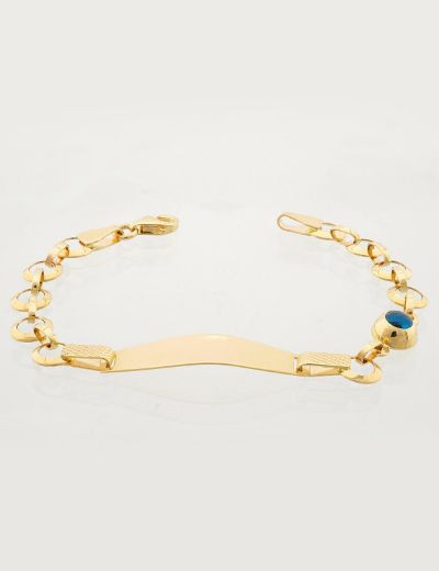 Göz Boncuğu Nazarlık Altın Çocuk Künye Bileklik resmi