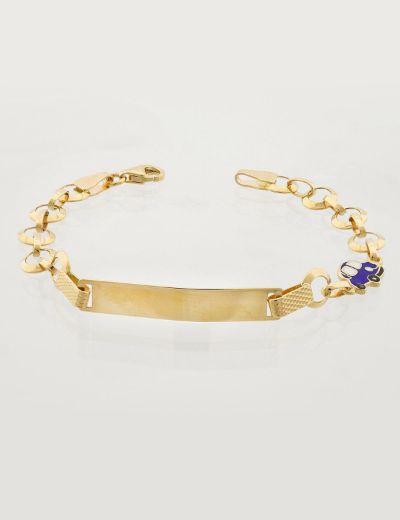 Araba Figürlü Altın Çocuk Künye Bileklik resmi