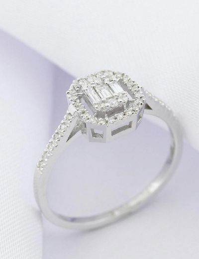 0.24 Karat Baget Pırlanta Yüzük  (G-H VS/Klasik) resmi