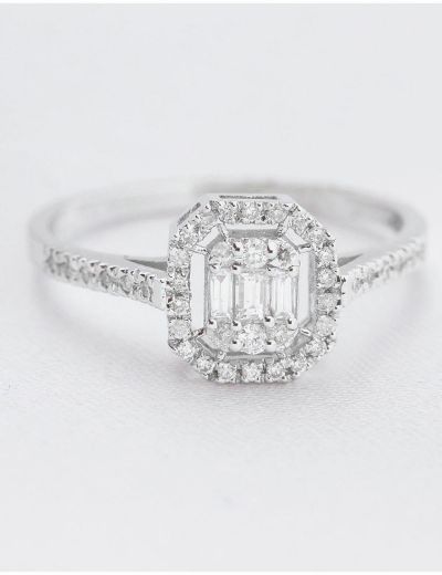 0.24 Karat Baget Pırlanta Yüzük  (G-H VS/Klasik) resmi