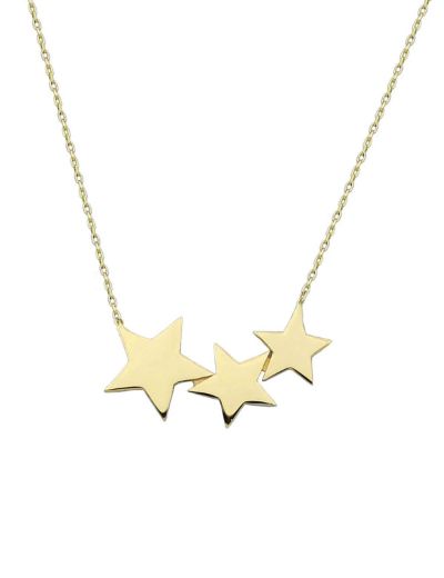 14 Ayar Altın Üç Yıldız Kolye resmi