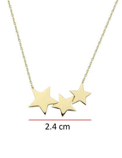 14 Ayar Altın Üç Yıldız Kolye resmi