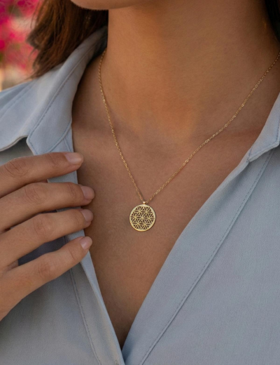 14K Altın Yaşam Çiçeği Kolye 4N31133 resmi