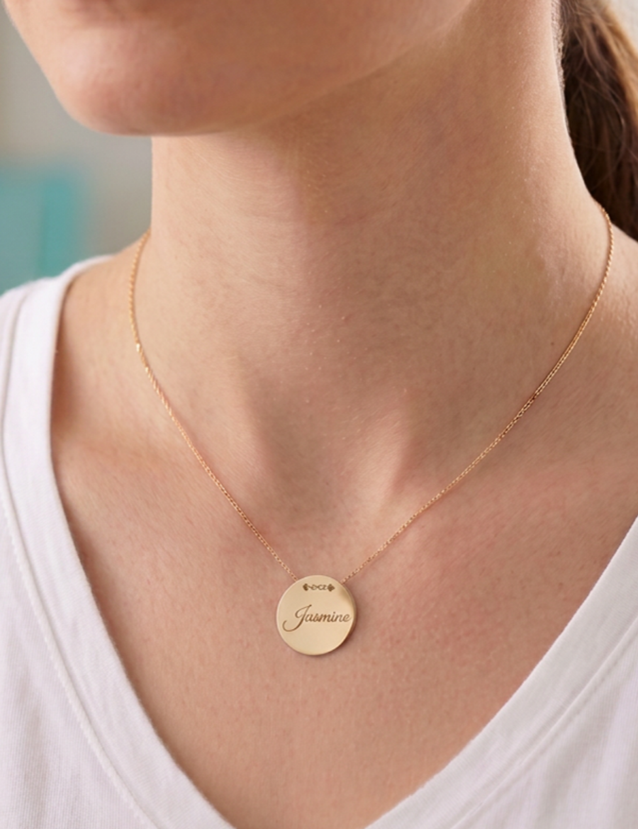 14 Ayar Altın Plaka Kolye resmi