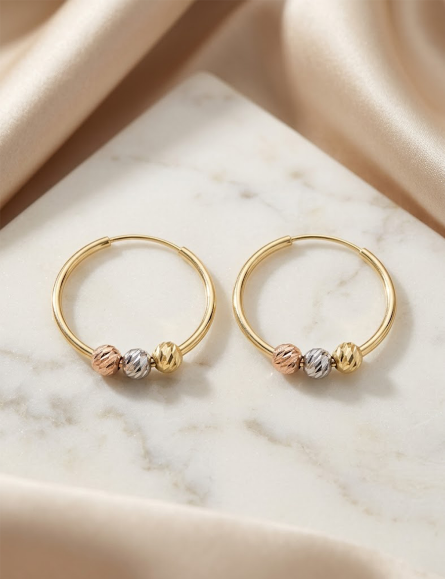 Dorikalı Altın Halka Küpe (Çapı: 2.1cm) resmi