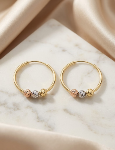 Dorikalı Altın Halka Küpe (Çapı: 2.1cm) resmi