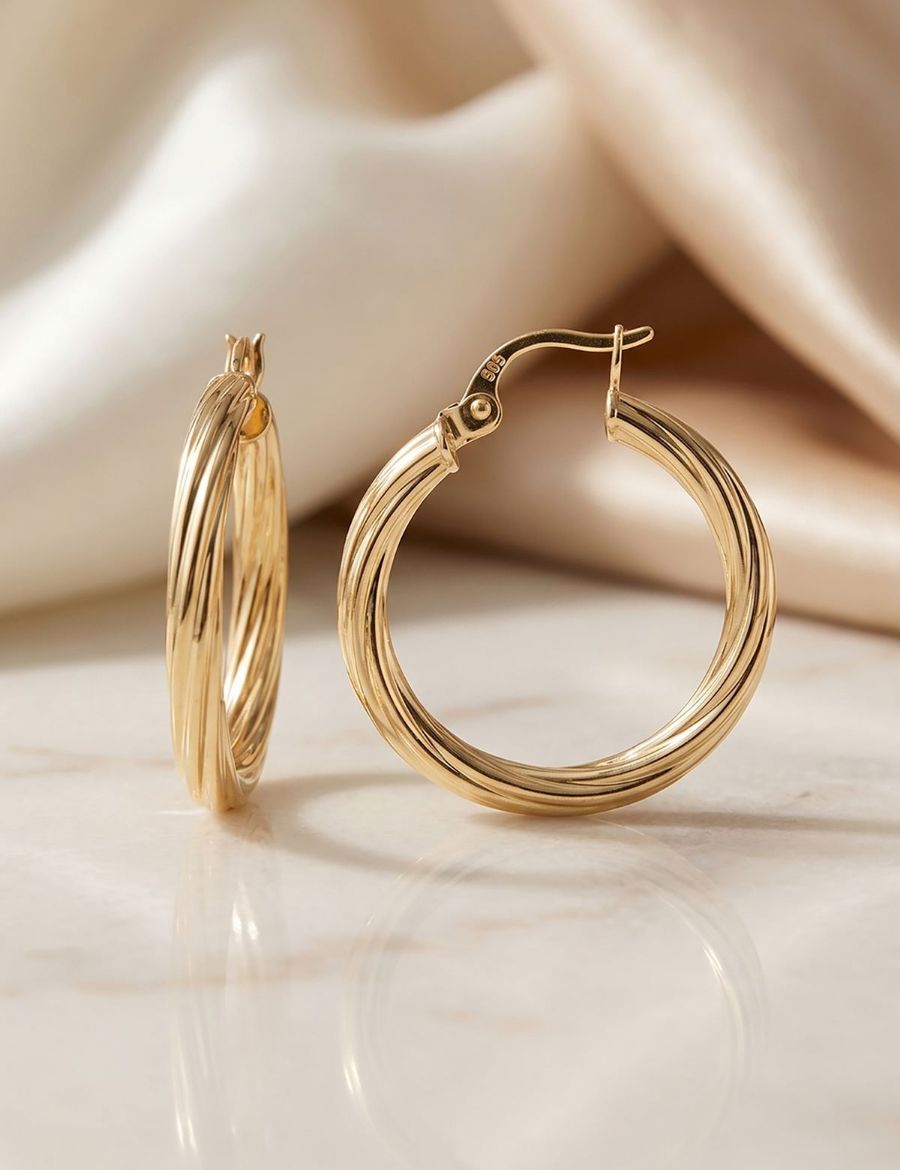 Burma Altın Halka Küpe (Çapı:2.8cm) resmi