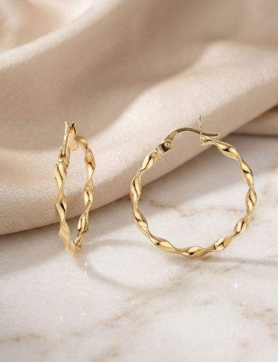 Burgu Altın Halka Küpe (Çapı: 2.3 cm) resmi