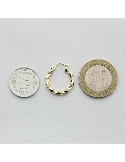 Burgu Altın Halka Küpe (Çapı: 1.9 cm) resmi