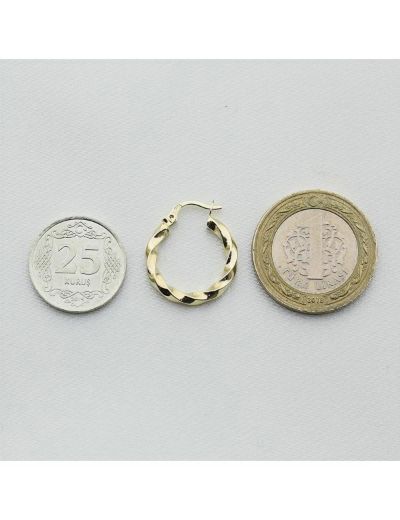 Burgu Altın Halka Küpe (Çapı: 1.9 cm) resmi