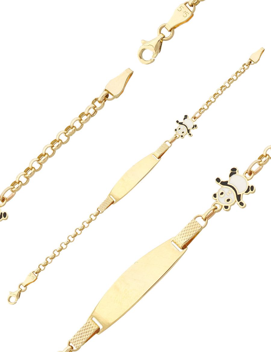 Panda Altın Çocuk Künye Bileklik resmi