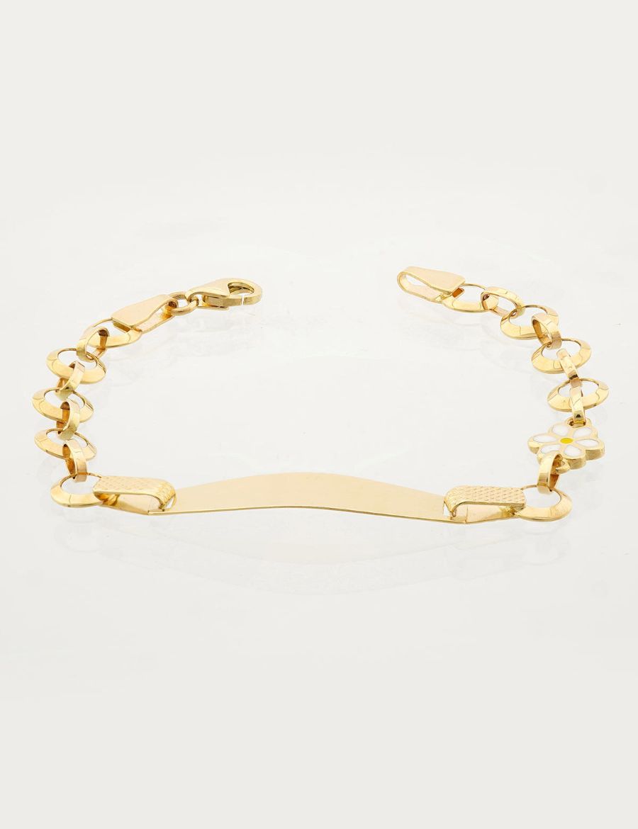 Beyaz Çiçek Altın Çocuk Künye Bileklik resmi