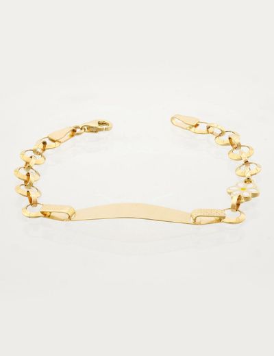 Beyaz Çiçek Altın Çocuk Künye Bileklik resmi