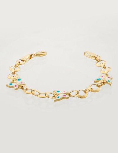 Renkli Kelebek Altın Çocuk Bileklik resmi