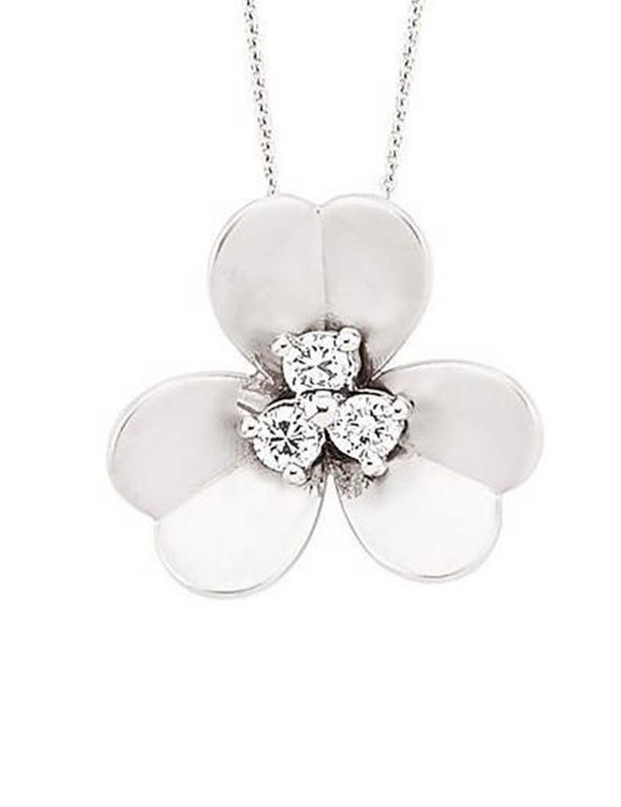 Pırlanta Üç Yaprak Yonca Altın Kolye resmi