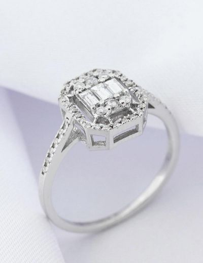 0.38 Karat Baget Pırlanta Yüzük  (E-F VS/Klasik) resmi