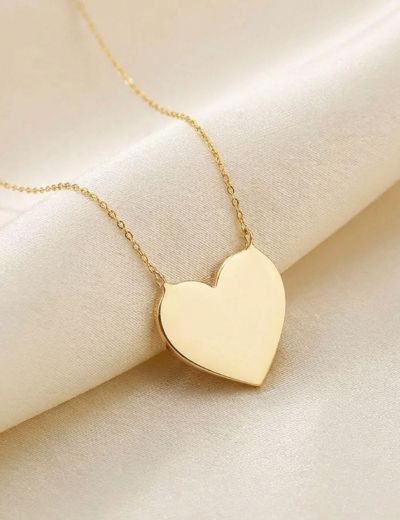 Kişiye Özel İsimli Altın Kalp Kolye - 14 Ayar resmi