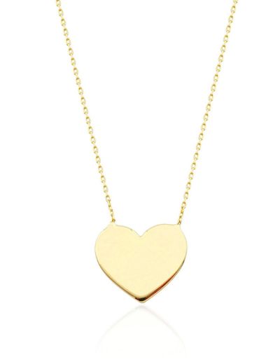Altın Plaka Kalp Kolye-14 Ayar resmi