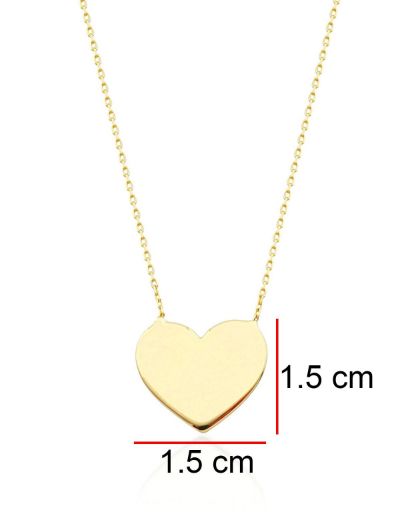 Altın Plaka Kalp Kolye-14 Ayar resmi