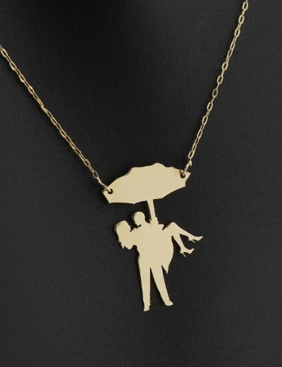 Bir Şemsiyenin Altında 14K Altın Kolye resmi