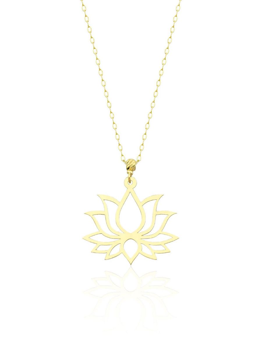 14 Ayar Altın Lotus Çiçeği Kolye resmi