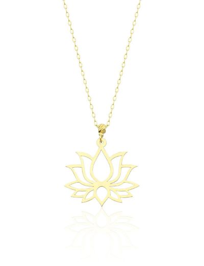 14 Ayar Altın Lotus Çiçeği Kolye resmi