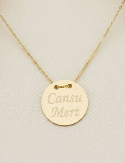 Kişiye Özel İsimli Plaka Altın Kolye - 14 Ayar resmi