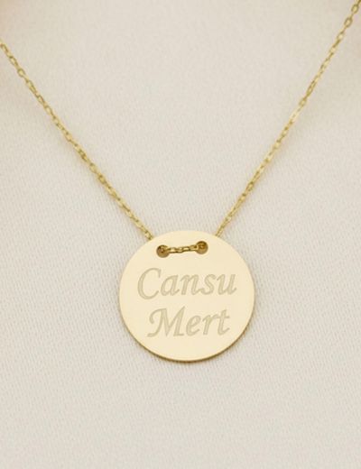 İsimli Plaka Altın Kolye - 14 Ayar resmi