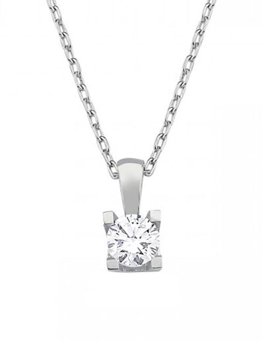 0.20ct Karat E-F VS Pırlanta Kare Tırnak Tektaş Kolye resmi