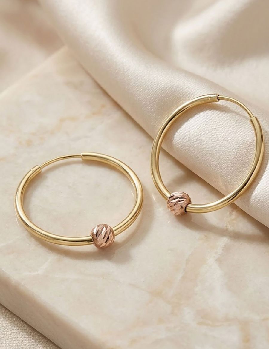 Dorikalı Altın 14 Ayar Halka Küpe (Çapı: 2.1cm) resmi