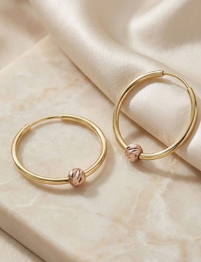Dorikalı Altın 14 Ayar Halka Küpe (Çapı: 2.1cm) resmi