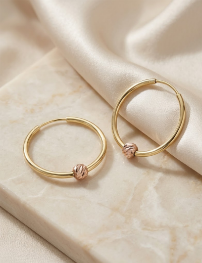 Dorikalı Altın Halka Küpe (Çapı: 2.1cm) resmi