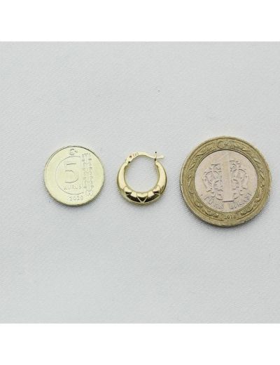 Üç Küçük Kalp Altın Küpe (Çapı: 1.40cm) resmi