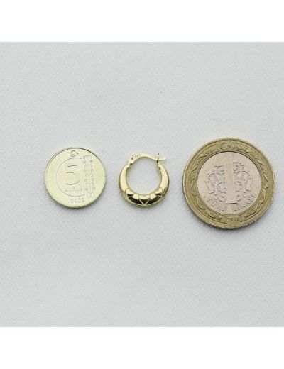 Üç Küçük Kalp Altın Küpe (Çapı: 1.40cm) resmi