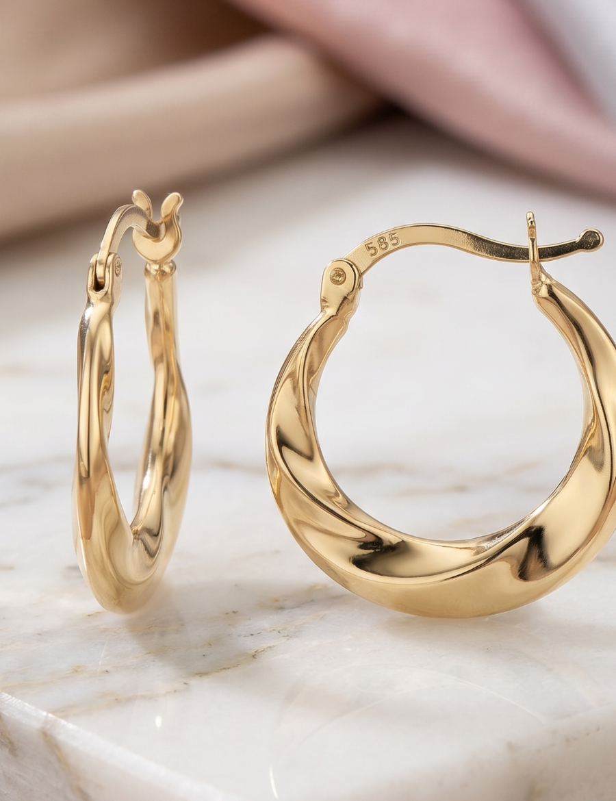 Altın Küçük Meltem Küpe (Çapı: 1.7cm) resmi