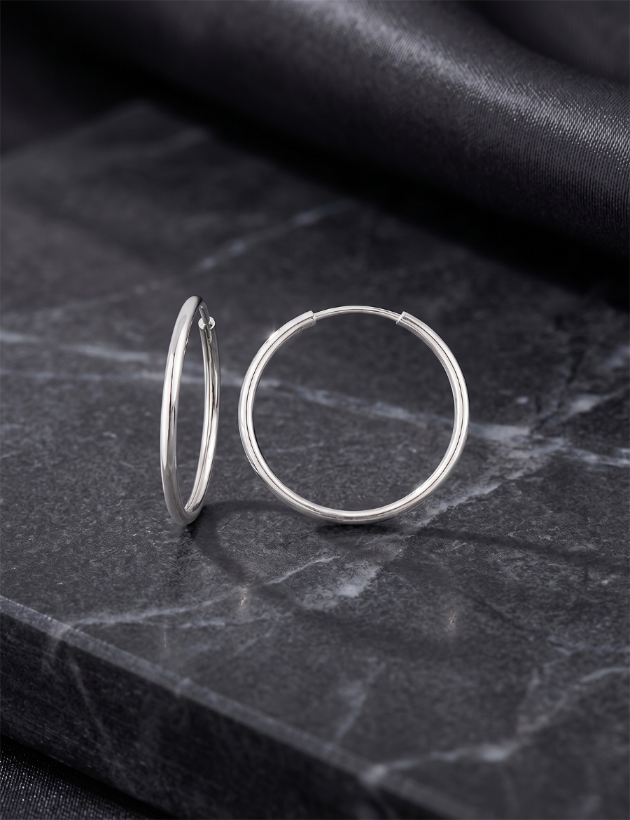 Beyaz Altın Halka Küpe (Çapı: 2.20cm) resmi