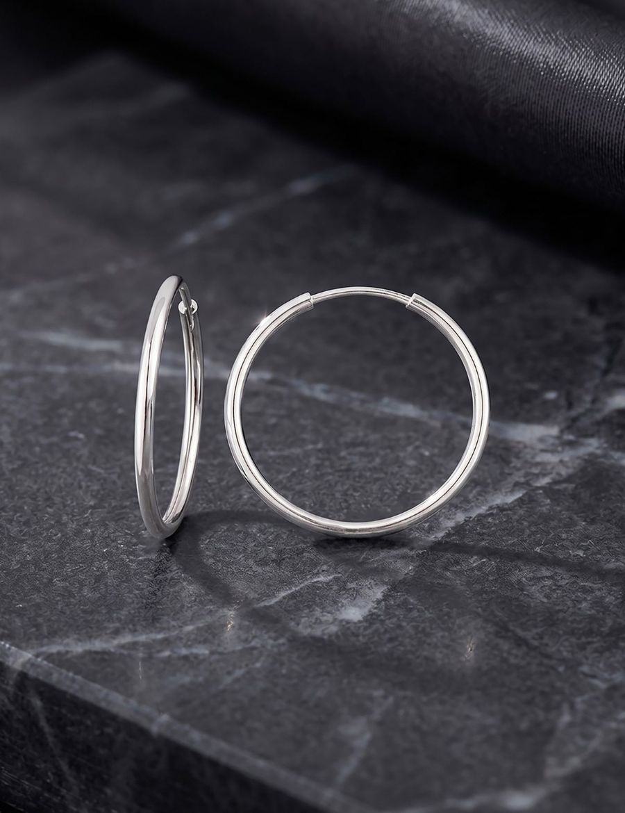 Beyaz Altın Halka Küpe (Çapı: 2.20cm) resmi