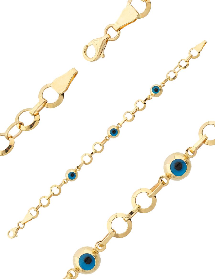 Göz Boncuğu Nazarlık Altın Çocuk Bileklik resmi