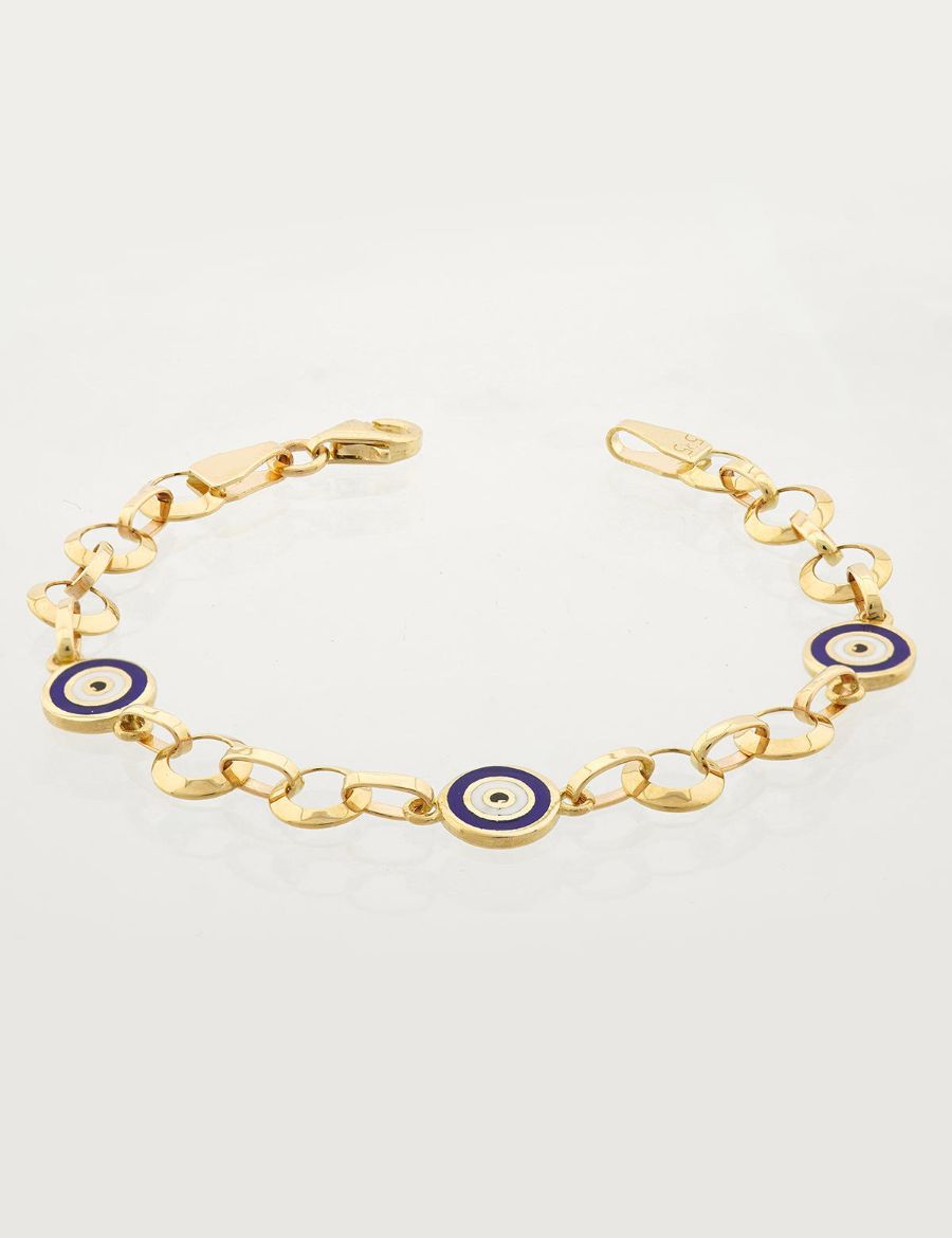 Göz Mineli Nazar Boncuğu Altın Çocuk Bileklik resmi