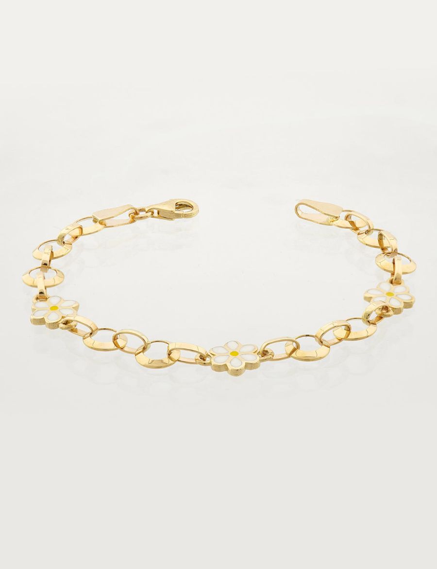 Beyaz Çiçek Altın Çocuk Bileklik resmi
