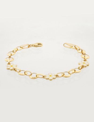 Beyaz Çiçek Altın Çocuk Bileklik resmi