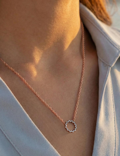 Pırlanta Halka Altın Kolye resmi