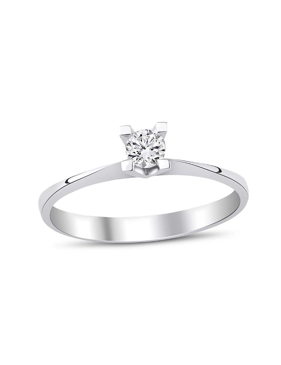 0.15 Karat Pırlanta Tektaş Yüzük - G H VS - Klasik V Tırnak resmi