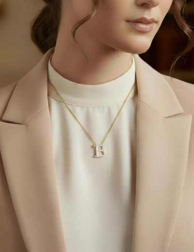 Baget Pırlanta Harf Kolye resmi