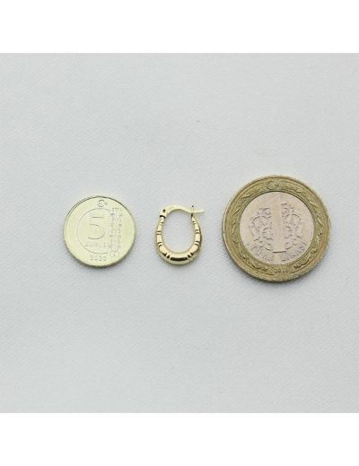 Çizgili Minik Altın Küpe (Çapı:1.10cm) resmi
