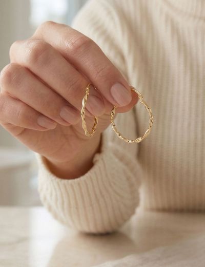 Burgu Altın Halka Küpe (Çapı: 3 cm) resmi