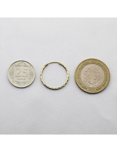 Yıldız Kalemli Altın Halka Küpe (Çapı: 2.2 cm) resmi