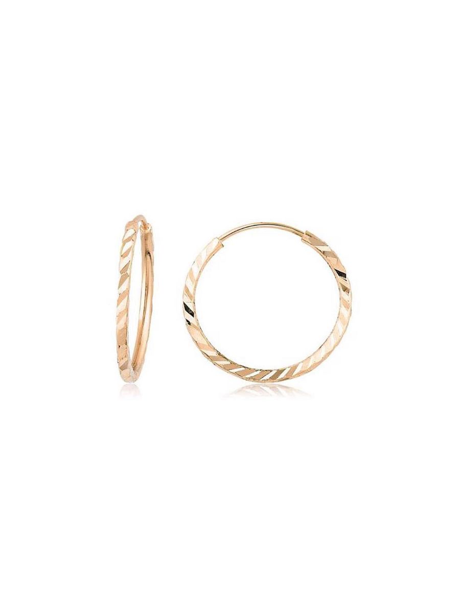 Yelpaze Kalemli Pembe Altın Halka Küpe (Çapı: 1.8cm - Rose Gold) resmi