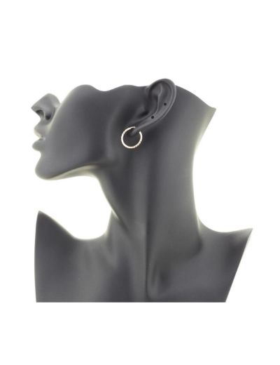 Yelpaze Kalemli Pembe Altın Halka Küpe (Çapı: 1.8cm - Rose Gold) resmi