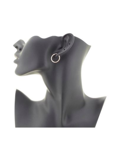 Yelpaze Kalemli Pembe Altın Halka Küpe (Çapı: 1.8cm - Rose Gold) resmi